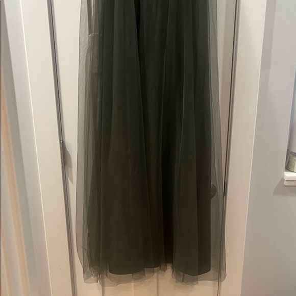 Strapless Olive Green Tulle Evening Gown Prom Worn once EUC Alfred Angelo Sz 14 - Picture 9 of 14